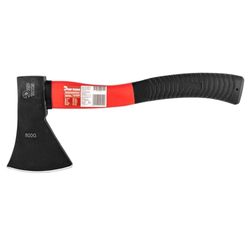 TOP TOOLS Axt aus Stahl mit Fiberglas Griff | 600-800-1000-1250 g | Fiberglasstiel Universalaxt Holzaxt Spaltbeil Spaltaxt Handbei | Beil Spaltbeil Camping | Kompakte Form von TOP TOOLS