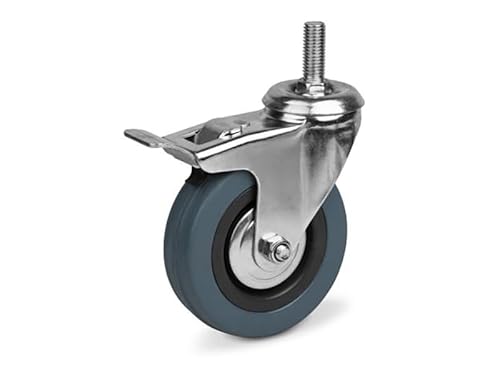 TOP TOOLS Lenkrolle mit Bremse, M12 Gewindestift, 50-100mm Raddurchmesser, Grau, Tragfähigkeit bis 65kg (100 mm) von TOP TOOLS