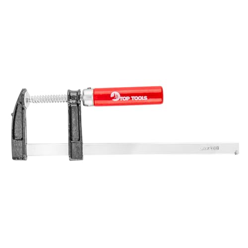 TOP TOOLS Tischlerzwinge 50 x 200 mm, Holzschraubzwinge, Holzzwinge, Gewicht 258 g, Holzgriff, lackiert, Backenpolster von TOP TOOLS