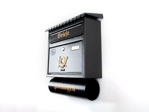 XXL Briefkasten Postkasten Zeitungsrolle Nostalgie Namenschild Wandmontage Flachdach (Anthrazit-Grau) von TOP TOOLS