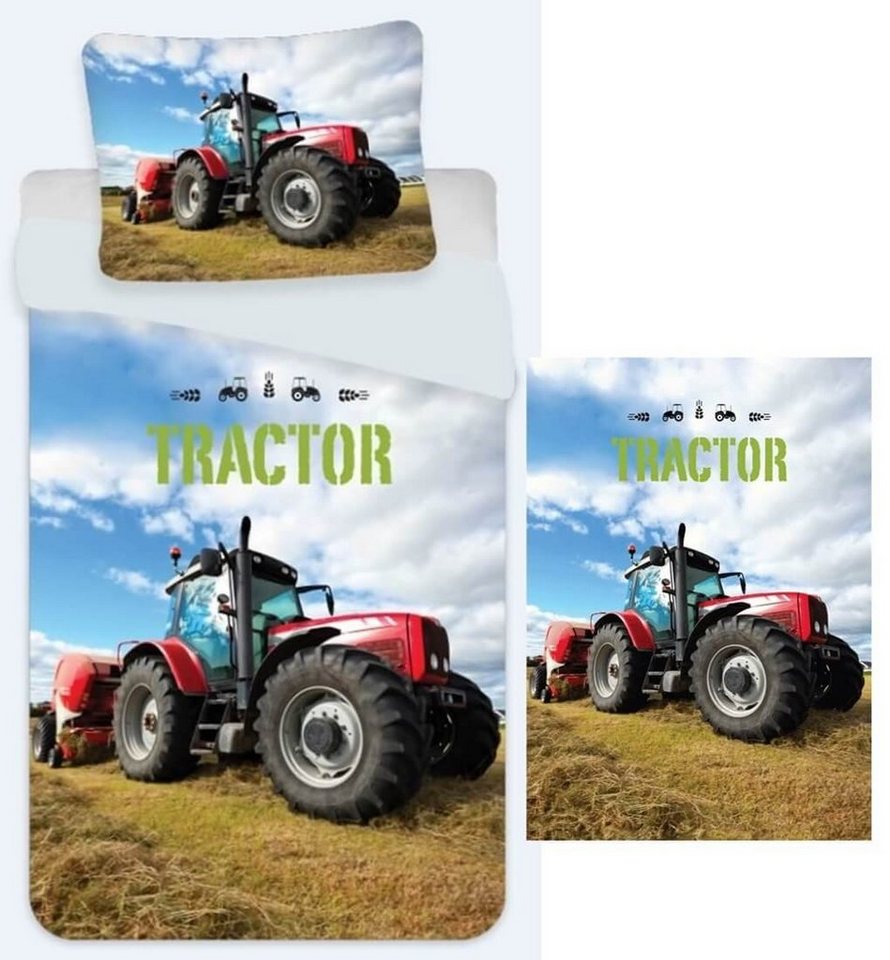 Kinderbettwäsche Roter Traktor - Bettwäsche-Set, 135x200 und Fleece-decke, 100x140, TOP!, Baumwolle, 100% Baumwolle von TOP!