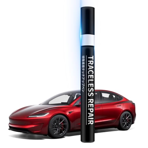 TOPABYTE Lackstift für Tesla Model Y Model 3 Model S Model X Auto Kratze Reparatur Stift Pinsel, Lack mit hoher Deckkraft gegen Kratzer und Steinschläge, Red Multi-coat - PPMR von TOPABYTE