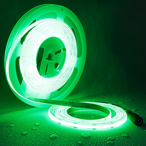 TOPAI 12V COB LED Streifen 5M Grün Wasserdicht IP65 Selbstklebend 480LEDs/M Hohe Dichte Flexibles LED strip Schneidbar für Aussenbereich Umgebungsdekoration von TOPAI