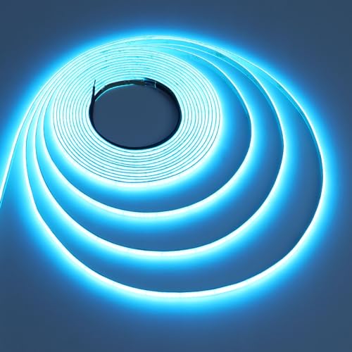 TOPAI 24V COB LED Streifen 5M Eisblau, Schmal 5mm Breit LED Strip Selbstklebend 400LED/M CRI>90, Nicht Wasserdicht Flexibles Schneidbar für Innenbereich Heim Küche Deko DIY von TOPAI