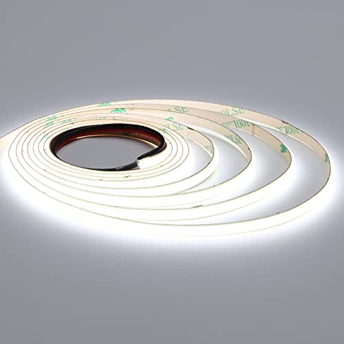 TOPAI 24V COB LED Streifen 5M Kaltweiß, Schmal 5mm Breit LED Strip 6000K Selbstklebend 400LED/M CRI>90, Nicht Wasserdicht Flexibles Schneidbar für Innenbereich Heim Küche Deko DIY von TOPAI