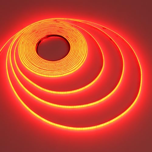 TOPAI 24V COB LED Streifen 5M Rot, Schmal 5mm Breit LED Strip Selbstklebend 400LED/M CRI>90, Nicht Wasserdicht Flexibles Schneidbar für Innenbereich Heim Küche Deko DIY von TOPAI