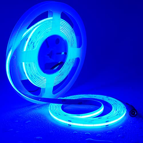 TOPAI COB LED Streifen 5M Blau Wasserdicht IP65, LED Strip Blau 24V Aussenbereich Selbstklebend, 480LEDs/M LED Band Schneidbar für Schrank Treppe DIY Dekoration von TOPAI