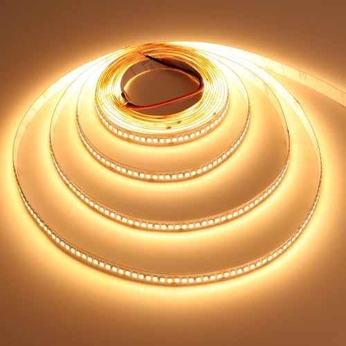 TOPAI LED Streifen 5M Warmweiss Sehr Hell 11000 Lumen, 24V LED Strip 3000K Selbstklebend 20W/M, SMD2835 LED Band warmweiß 238LEDs/M Nicht wasserdicht für Gewerbe, Zuhause, Heimwerker von TOPAI