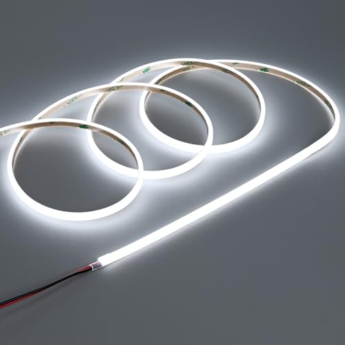 TOPAI 24V Neon LED Streifen Sehr Schmal 5M Kaltweiß Wasserdicht, 3 Flächen Beleuchtung Flexible 6000K LED Strip, CRI>90 320LED/M Selbstklebend Schneidbar (Produkt ohne Netzteil) von TOPAI