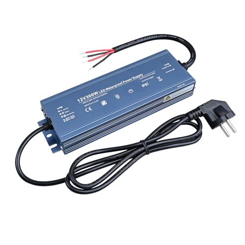 TOPAI LED Netzteil 12V 300W Wasserdicht IP67 LED Trafo 300 Watt mit Stecker Transformator AC 200V-240V auf DC 12V 25A Spannungswandler für Außen LED Streifen TOPAI LED Netzteil 12V 300W Wasserdicht IP67 LED Trafo 300 Watt mit Stecker Transformator AC 200V-240V auf DC 12V 25A Spannungswandler für Außen LED Streifen von TOPAI