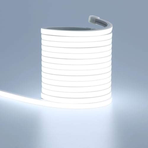 TOPAI LED Streifen Kaltweiss 5M Wasserdicht 24V Flexibel Neon LED Strip Schmal 6×6mm Breit Aussenbereich CRI>90 Sehr Hell DIY Outdoor LED Band Schneidbar für Küche Wohnzimmer Deko von TOPAI