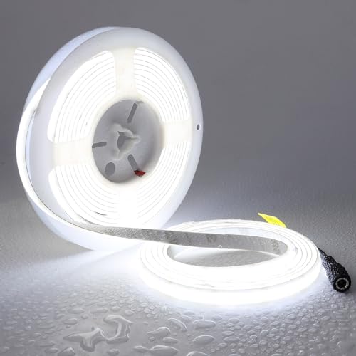 TOPAI 24V LED Streifen Diffus 5M 6000K Kaltweiss IP65 Wasserdicht 11000LM Sehr Hell 20W/M, 238LED/M Hochdichte Selbstklebend & Schneidbar, Gleichmäßiges Licht Punktlos Besser als COB für Innen/Außen von TOPAI