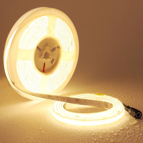 TOPAI 24V LED Streifen Diffus 5M 3000K Warmweiß IP65 Wasserdicht 11000LM Sehr Hell 20W/M, 238LED/M Hochdichte Selbstklebend & Schneidbar, Gleichmäßiges Licht Punktlos Besser als COB für Innen/Außen von TOPAI