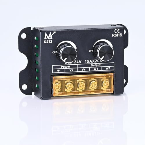 TOPAI LED Streifen Dimmer, Unabhängiger 2 Kanal Steuerung, PWM Dimmschalter, DC 5V-24V (Max 30A), Helligkeitsregler für Einfarbige LED Strip von TOPAI