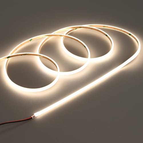 TOPAI Ultra Schmal 5×3mm Neon LED Streifen 5M Wasserdicht 4000K Naturweiß 24V Drei Seiten 180° Beleuchtung Selbstklebend CRI>90 320LED/M Punktfrei Flexibel & Schneidbar(Nur Streifen) von TOPAI