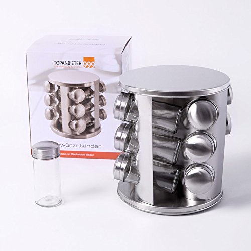 Ersatzglas für Topanbieter999 Gewürzständer aus Edelstahl drehend Gewürzgläser von TOPANBIETER 999