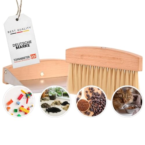 Premium 2tlg. Tischkehrset Holz & Metall klein & leicht, Mini Schaufel & Besen Set magnetisch verbunden, Tischbürste Buche & Metall-Kehrschaufel, Tragbare Handfeger & Kehrblech für Küche,Büro & Kinder Premium 2tlg. Tischkehrset Holz & Metall klein & leicht, Mini Schaufel & Besen Set magnetisch verbunden, Tischbürste Buche & Metall-Kehrschaufel, Tragbare Handfeger & Kehrblech für Küche,Büro & Kinder von TOPANBIETER 999