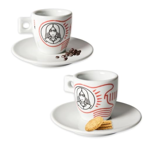 TOPANBIETER 999 Caffè Moak Espressotassenset Weiß | Hochwertige Keramik Tasse aus Portugal inkl. Untertasse | Modernes I`M ROCK Design | Perfekte Größe für Espresso 53 ml (2er Set) von TOPANBIETER 999