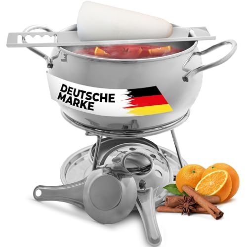 TOPANBIETER 999 Feuerzangenbowle Set - Hochwertiges Edelstahl-Set für Genuss und Hingucker - Inklusive Topf, Feuerzange, Stövchen und Brenner von TOPANBIETER 999