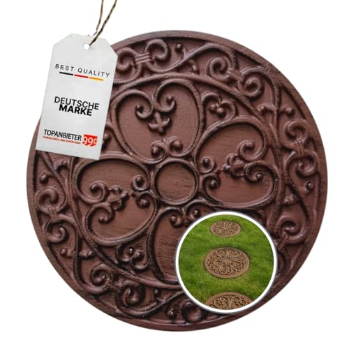 TOPANBIETER 999 Gehwegplatten - brauner Trittstein - Antikes Gusseisen für Garten und Wege - runde Terrassenplatte - wetterfest und rutschfest (1) von TOPANBIETER 999