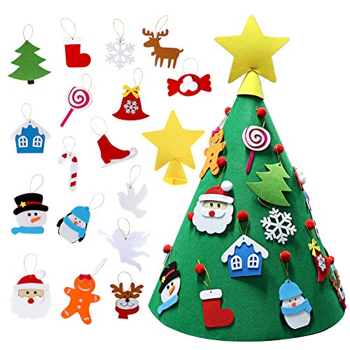 TOPANBIETER 999 Weihnachtsbaum 50 x 60 cm Deko Filz DIY Filz Dekoration Kinder Bastelset Weihnachten Tannenbaum Christbaum (Kegelförmig) von TOPANBIETER 999