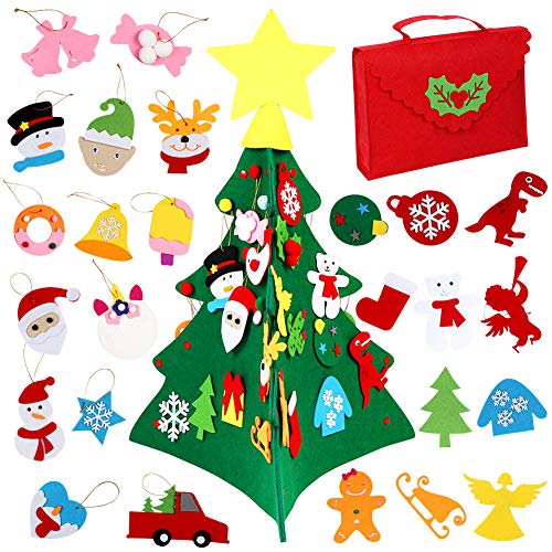 TOPANBIETER 999 Weihnachtsbaum 68 x 48 cm Deko Filz DIY Filz Dekoration Kinder Bastelset Weihnachten Tannenbaum Christbaum (3D in roter Tasche) von TOPANBIETER 999