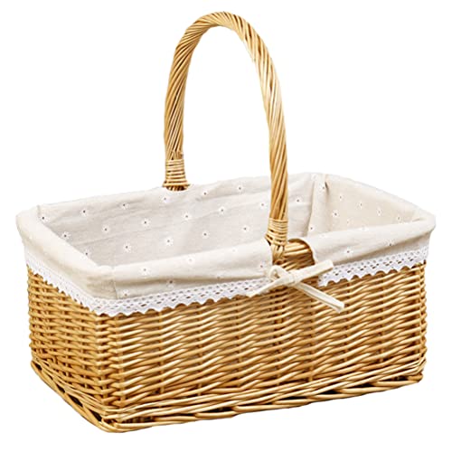 TOPBATHY 1stück Wicker Basket Großer Quadratischer Korb Für Outdoor-picknick Und Früchte Vielseitig Einsetzbar Im Ländlichen Stil Leicht Und Tragbar von TOPBATHY