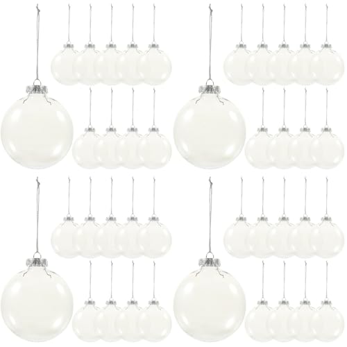 40 STK Flache Weihnachtskugeln Christbaumkugel Ornament DIY Weihnachtskugel weihnachtskugeln durchsichtig weihnachtsbasteln Süßigkeitenschachteln für die Hochzeit befüllbare Kugeln TOPBATHY von TOPBATHY