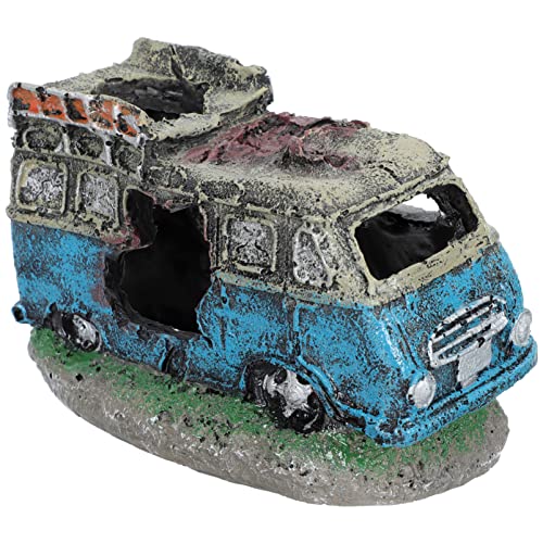 TOPBATHY Aquarium Dekoration Auto Wrack Ornament Aus Resin Lebensechte Fischversteck-höhle Für Aquarien Langlebige Landschaftsgestaltung Für Fische Und Garnelen von TOPBATHY