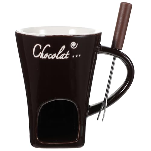 TOPBATHY Keramischer Schokoladenfondue Becher Set - 1 Satz Fondue Tasse FüR KäSe Schokolade Und Butter Ideal FüR Partys Picknicks Und Nachmittags-Tee Mit Edelstahl von TOPBATHY