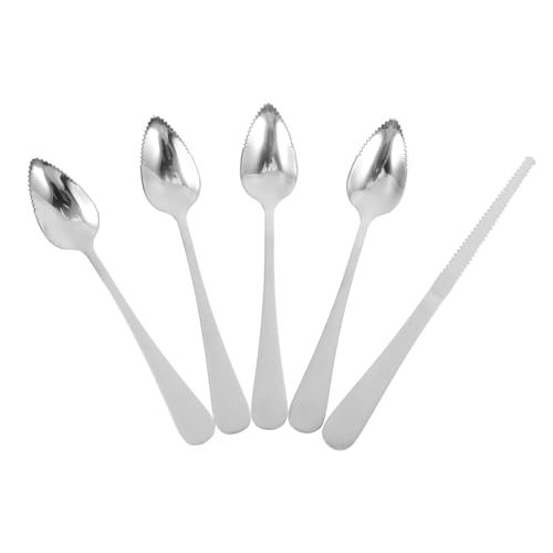 TOPBATHY 1 Satz Früchte Utensilien Set mit Gezackten Löffeln und Messer für Grapefruit Kiwi und Äpfel Ergonomischer Griff für Müheloses und Servieren Löffel Messer von TOPBATHY