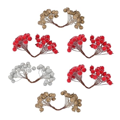 TOPBATHY 1 Satz Künstliche Beeren Burgunderrote Weihnachts Mini LED Dekorationen Pick Künstliche Beerenform Simulierte Weihnachtsornamente Simulation Realistische Dekorationspflanze 6 Stück von TOPBATHY