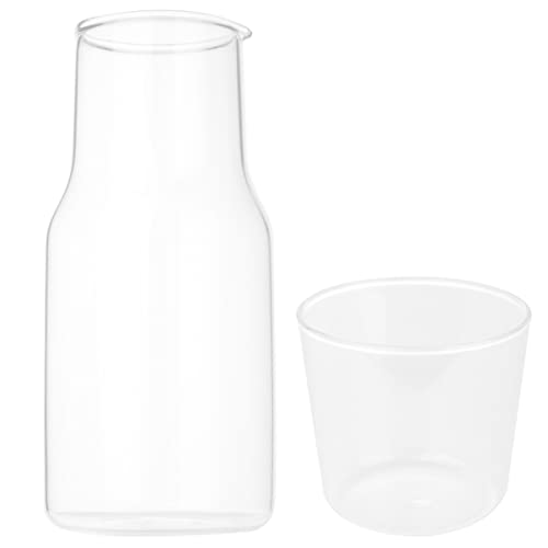 TOPBATHY 1 Set 360ML Glaskaraffe Wasserkaraffe mit Tumbler-Glas, für den Nachttisch Karaffe Glas Transparenter Glaskrug, praktische Glastopf, Teekanne, Milchtasse Soda Streamt Flaschen von TOPBATHY