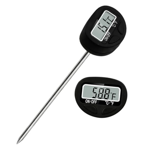 TOPBATHY 1 Stück Lebensmittelthermometer Präzises Probe Thermometer für Barbecue Grill für Fleisch Milch Wasser Tragbares Temperaturmessgerät mit LED Anzeige von TOPBATHY