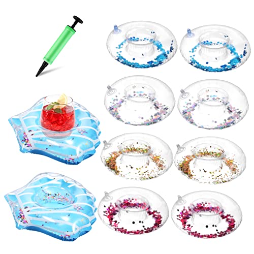 TOPBATHY 10 Stück Becherhalter Aufblasbarer Schwimmender Getränkehalter Aufblasbarer Flaschenhalter Aufblasbarer Getränkehalter Aufblasbarer Untersetzerhalter Aufblasbarer Pool von TOPBATHY