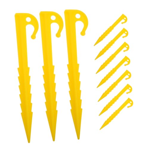 TOPBATHY 10 Stück Heringe Groß Einsatz Überdachung Schwer Pflicht Campingplatz Zubehör Einsätze Anbindung Stifte Soli Aufblasbares Baldachinzelt Outdoor-Camping-Hering Yellow Plastik von TOPBATHY