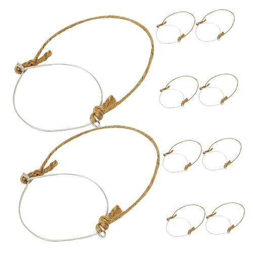 TOPBATHY 10 Stück Solarlampenhaken Mason Jar Hanger Edelstahldrahtgriff Kleiderbügel für Gläser Inhaber eines Gefäßes Einmachglasheber Drahtgriffe, Einmachglas-Aufhänger Glashaken Hanfseil von TOPBATHY