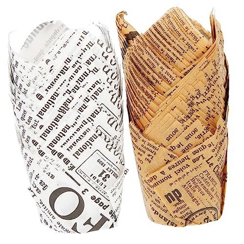 TOPBATHY 100 Stück Tulpen Kuchenhalter Kuchen Drehteller Cupcake Förmchen Muffinförmchen Kuppelauflaufförmchen Tortenständer Muffinform Kuchen Kuchenboxen Wellen Cupcake Förmchen von TOPBATHY