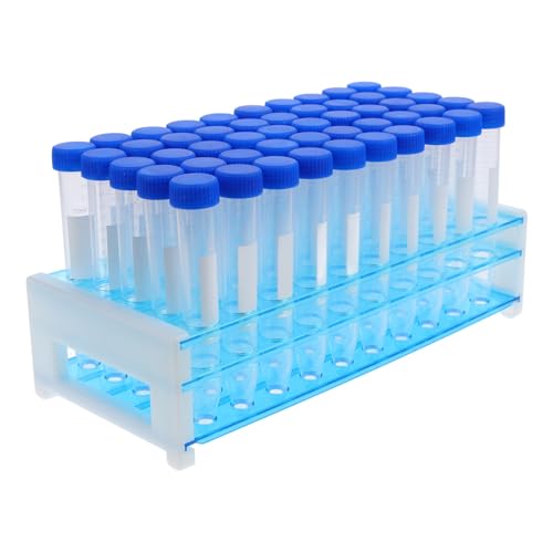 TOPBATHY 100 Stück Zentrifugenröhrchen mit Schraubverschluss Inklusive Abnehmbare Röhrchenhalter aus Robustem Kunststoff für Labor Biochemie und Präzise Probenlagerung von TOPBATHY
