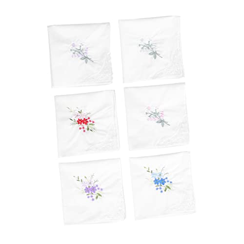 TOPBATHY 12stücke Baumwoll Servietten Weiß Bestickt Gestickte Taschentücher Waschbare Damen Herren Handtuch Blumenmuster von TOPBATHY