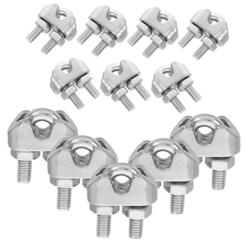 TOPBATHY 12 Stück Drahtseilklemme aus Edelstahl Clip aus Stahldraht Befestigungsclip für Drahtseile U-förmige Seilklemme Stahlkabelklemme U-förmige Drahtseilschaltung Edelstahl 304 Silber von TOPBATHY