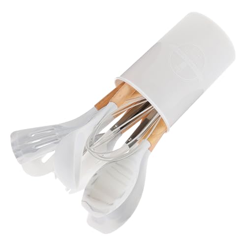 TOPBATHY 12st Küchenutensilien-Set Geschirrset Kochlöffel Aus Silikon Trockenkorb Utensilientopf Für Die Küchentheke Pfannenwender Küchenutensilien Aus Silikon Silikonspatel Weiß Hölzern von TOPBATHY