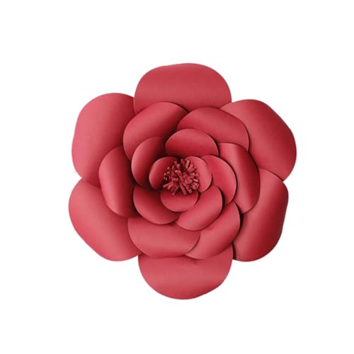 TOPBATHY Hochzeitsdekorationen 1Stk hochzeitsdeko Blumendekor Papierblumen Rosendekor Ornament 3D-Blumenwandkunst Blumenwand aus Papier die Blumen Dekorationen rundes Blatt schmücken rot von TOPBATHY