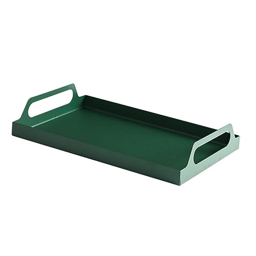 TOPBATHY 1Stk rechteckiges Tablett Snack-Platte Essenstablett Planke Regal Korb ablage tablett snackteller ösenplatte Tray Tablett zum Servieren von Früchten Fast-Food-Tablett Eisen Green von TOPBATHY