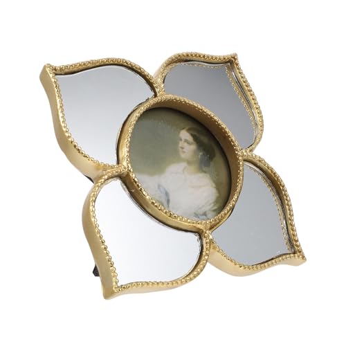 TOPBATHY Retro Gold Schminkspiegel Blumenform Rahmen Wandbehang Spiegel Für Wohnkultur Frauen von TOPBATHY