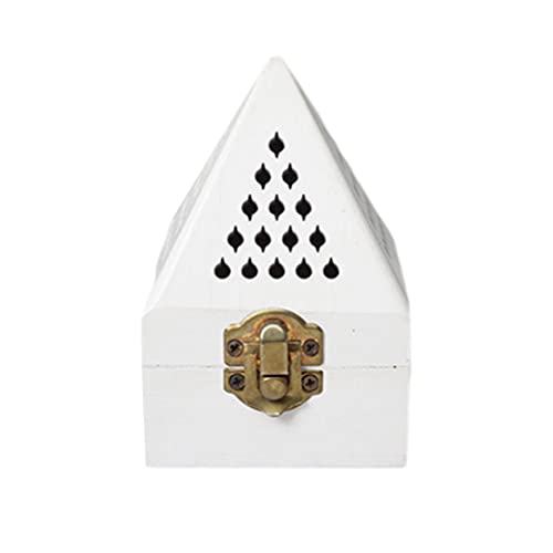 TOPBATHY 1stk Pyramide Aromatherapie-Box Weihrauchbrenner Pyramidenfigur Aus Holz Räuchergefäß Aus Holz Bakhoor- Brenner Räucherstäbchenhalter Aus Kristall Konisch Fänger Metall Weiß von TOPBATHY