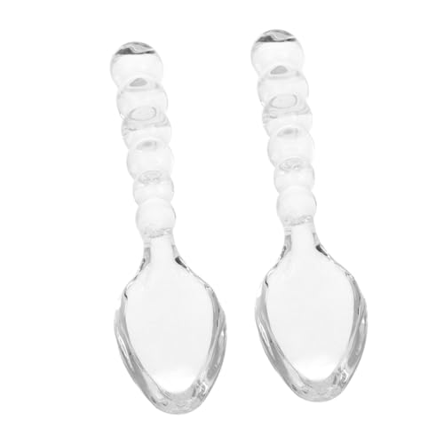 TOPBATHY 2 STÜCK Teiliges Glas Dessertbesteck mit Kreativen Perlenlöffeln Spülmaschinenfest für Teepartys Familienfeiern Hochzeiten Vielseitig als Obst und Suppenlöffel Ansprechende von TOPBATHY