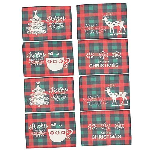 TOPBATHY 2 Sätze Weihnachts Tisch Matte Girlande Tischläufer Christmas Decorations Table Weihnachtsdeko Schreibtisch Geschirruntersetzer Für Den Haushalt Weihnachtsbedarf Stoff 8 Stück * 2 von TOPBATHY
