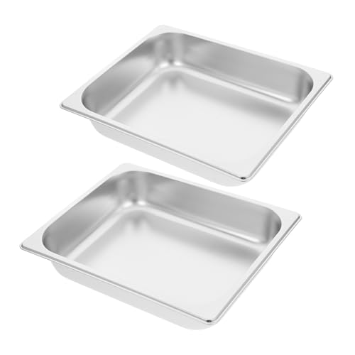 TOPBATHY 2 Stück Buffetbecken Aus Edelstahl Scheuerpfanne Catering-pfannen Scheuernde Gerichte Wasserpfanne Dampftischpfanne Serviertabletts Für Partys Büffetwärmer Rostfreier Stahl Silver von TOPBATHY
