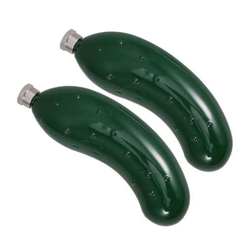 TOPBATHY 2 Stück Edelstahl Gurkenform Tragbare Trinkflasche Auslaufsicher Camping Outdoor Reise Whiskey Flasche TOPBATHY 2 Stück Edelstahl Gurkenform Tragbare Trinkflasche Auslaufsicher Camping Outdoor Reise Whiskey Flasche von TOPBATHY